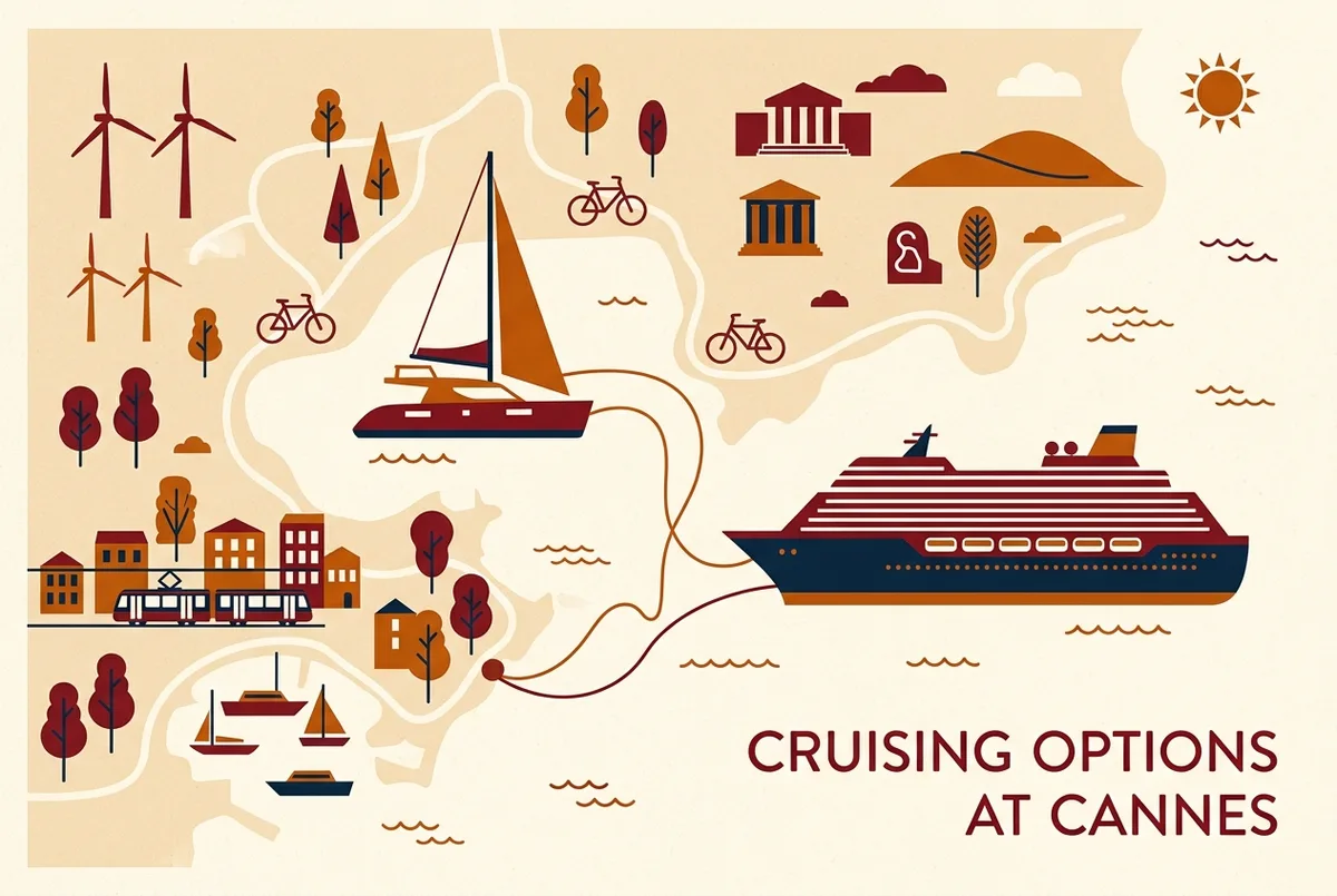 Comparatif visuel entre une sortie en catamaran partagée et une croisière en paquebot au départ de Cannes, alternative rivage croisière catamaran cannes